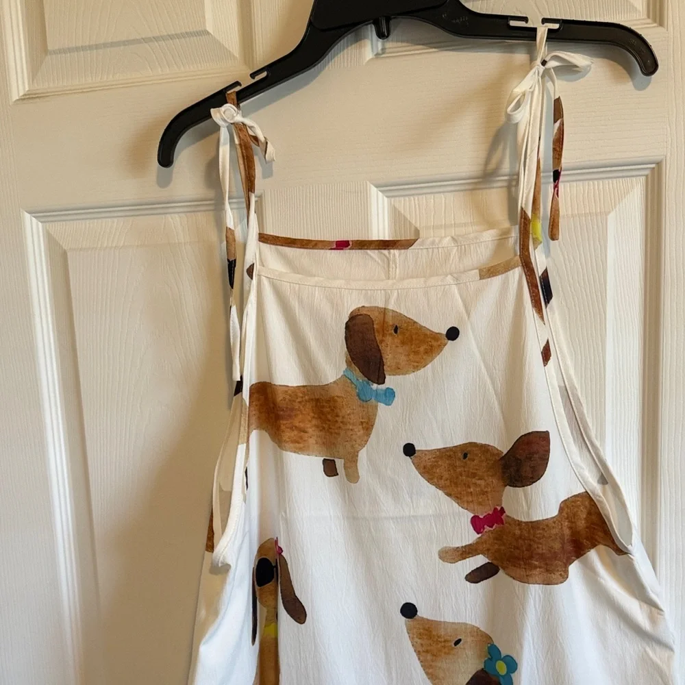 White Dachshund Print Cotton Overalls - Picture 3 of 7